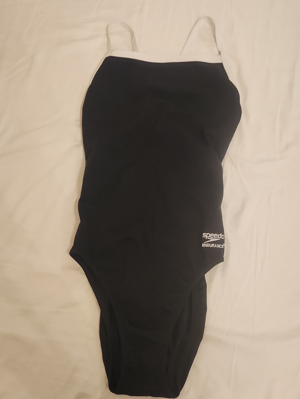 Speedo Endurance Swimsuit Womens 8/34 Black With White Highlights